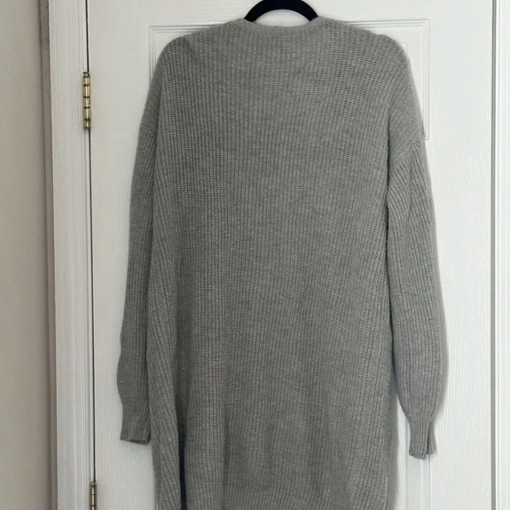 MISA Long Line Cable Knit Cardigan Gray Grey Size XL Excellent Condition Acrylic - Picture 2 of 3